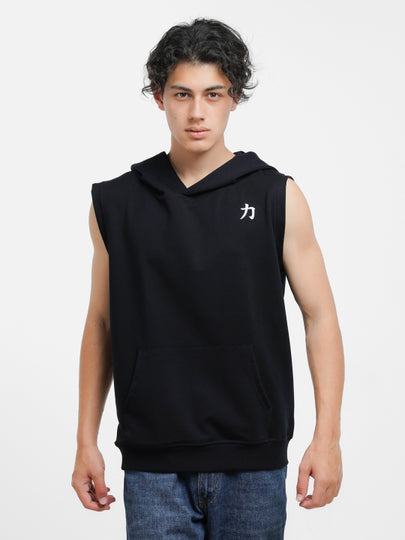 Power Sleeveless Hoodie Black