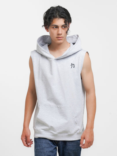 Power Sleeveless Hoodie Grey